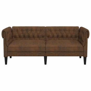 Chesterfield-Sofa Braun 182,5 x 74,5 x 74,5 cm Faux Wildleder