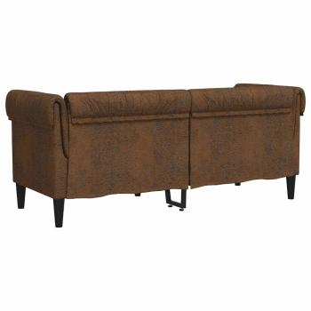 Chesterfield-Sofa Braun 182,5 x 74,5 x 74,5 cm Faux Wildleder
