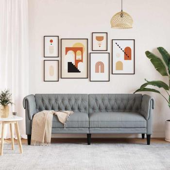 ARDEBO.de - Chesterfield-Sofa Argyle Hellgrau 201,5 x 74,5 x 74,5 cm Stoff