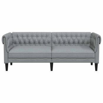 Chesterfield-Sofa Argyle Hellgrau 201,5 x 74,5 x 74,5 cm Stoff