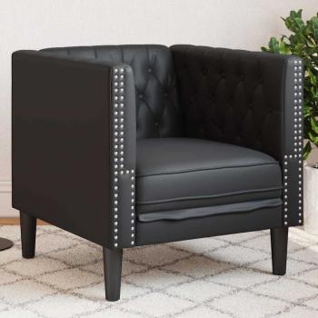 ARDEBO.de - Chesterfield Sofa Stuhl Schwarz 71 x 74.5 x 70.5 cm Kunstleder