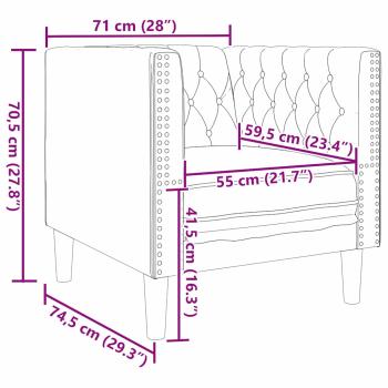 Chesterfield Sofa Stuhl Schwarz 71 x 74.5 x 70.5 cm Kunstleder