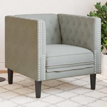 ARDEBO.de - Chesterfield Sofa Stuhl Hellgrau 71 x 74.5 x 70.5 cm Samt