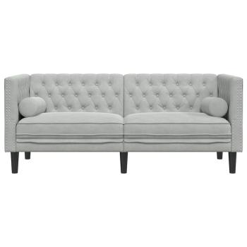Chesterfield-Sofa Argyle Hellgrau 174 x 74.5 x 70.5 cm Samt
