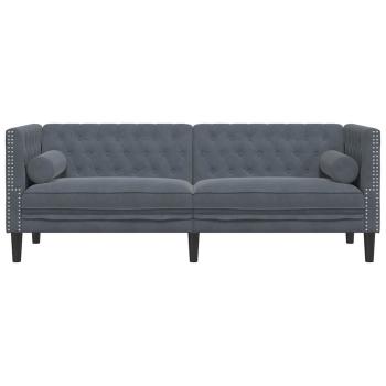 Chesterfield-Sofa Argyle Dunkelgrau 194 x 74.5 x 70.5 cm Samt
