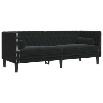 Chesterfield-Sofa Argyle Schwarz 194 x 74.5 x 70.5 cm Samt