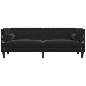 Chesterfield-Sofa Argyle Schwarz 194 x 74.5 x 70.5 cm Samt