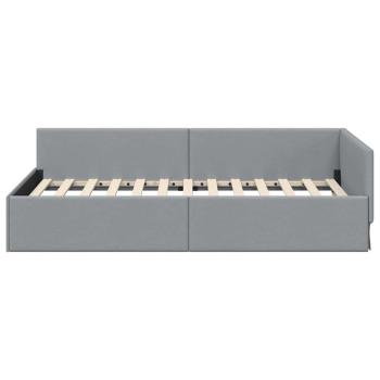 Eckbettgestell mit Kopfteil Hellgrau 90 cm x 200 cm Stoff