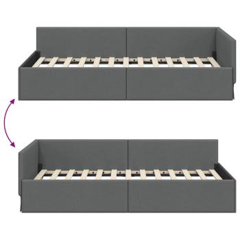 Eckbettgestell mit Kopfteil Dunkelgrau 100 x 200 cm