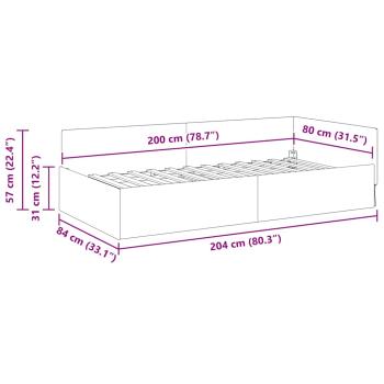 Eckbettgestell Hellgrau 80 x 200 cm Samt und engineered Holz