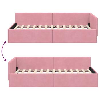 Eckbettgestell Rosa 90 x 190 cm Samt und engineered Holz