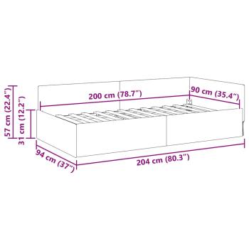 Eckbettgestell Schwarz 90 x 200 cm Samt und engineered Holz