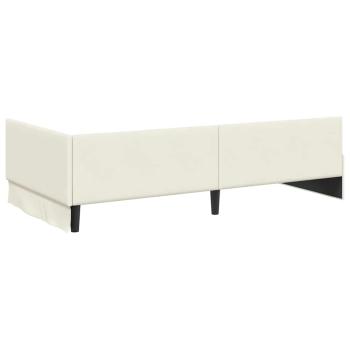 Eckbettgestell Creme 90 x 200 cm Samt und engineered Holz