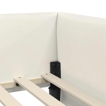Eckbettgestell Creme 90 x 200 cm Samt und engineered Holz