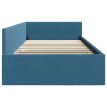 Eckbettgestell Blau 100 x 200 cm Samt und engineered Holz
