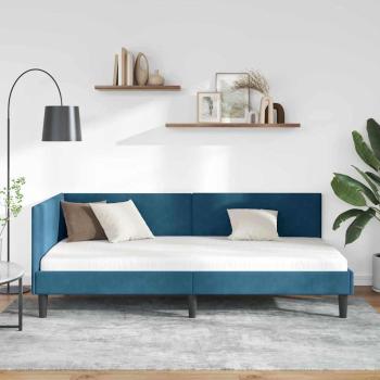 Eckbettgestell Blau 80 x 200 cm Samt und engineered Holz
