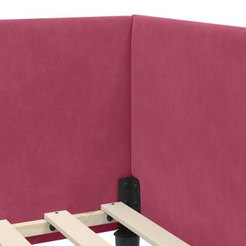 Eckbettgestell Weinrot 80 x 200 cm Samt und engineered Holz