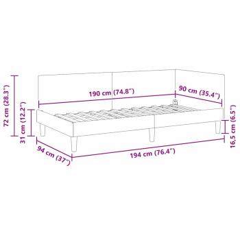 Eckbettgestell Türkis 90 x 190 cm Samt und engineered Holz