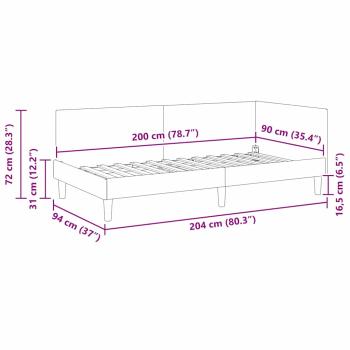Eckbettgestell Creme 90 x 200 cm Samt und engineered Holz
