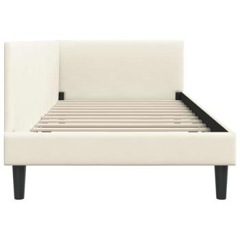 Eckbettgestell Creme 100 x 200 cm Samt und engineered Holz