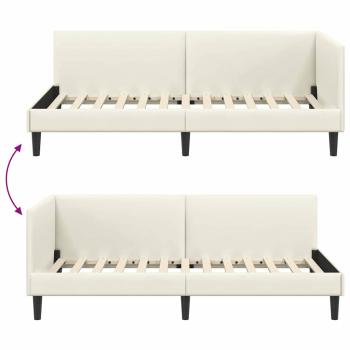 Eckbettgestell Creme 100 x 200 cm Samt und engineered Holz