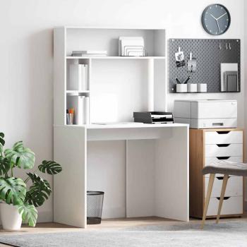 ARDEBO.de - Schreibtisch mit Regal Weiß 91 x 50 x 149 cm Holzwerkstoff
