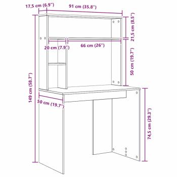 Schreibtisch mit Regal Weiß 91 x 50 x 149 cm Holzwerkstoff
