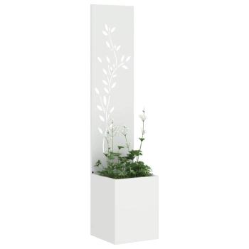 ARDEBO.de - Garten Sichtschutz-Leinwand Floral Weiß 32 x 140 cm