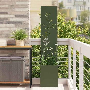 ARDEBO.de - Garten Sichtschutz-Leinwand Floral Olivgrün 32 x 140 cm