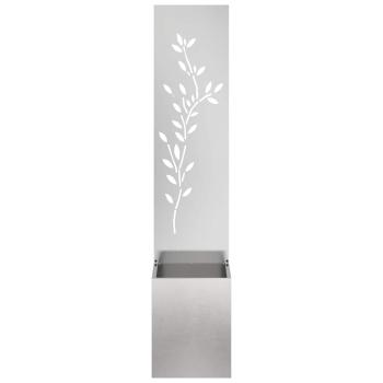 Garten Sichtschutz-Leinwand Floral Silber 32 x 140 cm Edelstahl