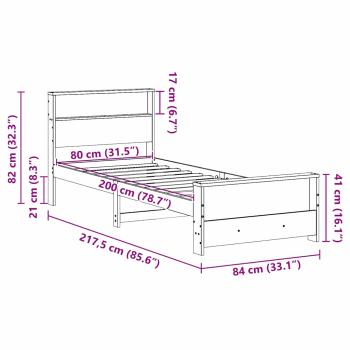 Bettgestell Wachsbraun 80 x 200 cm Massivholz Kiefer