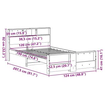 Bettgestell Wachsbraun 120 x 190 cm Massivholz Kiefer
