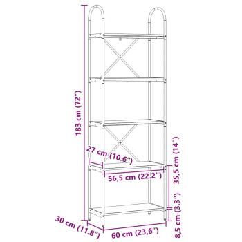 Regal Eiche handwerklich 60 x 30 x 183 cm Holzwerkstoff