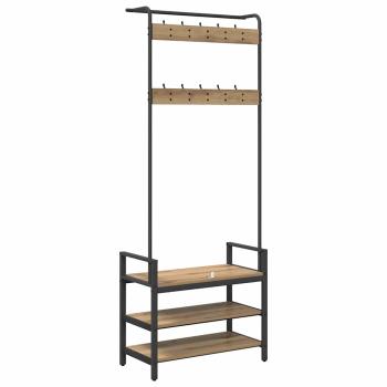 Kleiderständer mit Regal Eiche handwerklich 75 x 34 x 184 cm