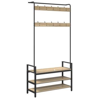 ARDEBO.de - Kleiderständer Sonoma Eiche 95 x 34 x 184 cm Holzwerkstoff