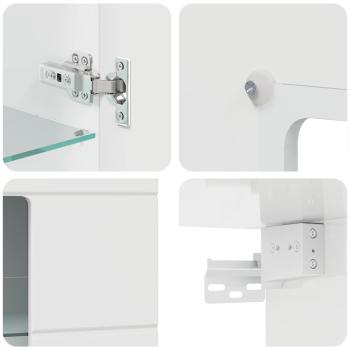 Wandmontierter Schrank mit Tür Hochglanz-Weiß 55 x 29 x 100 cm