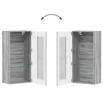 Wandmontierter Schrank mit Regal Grau Sonoma 55 x 29 x 100 cm