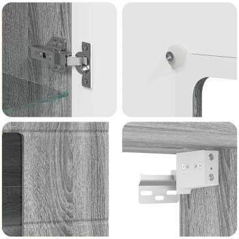 Wandmontierter Schrank mit Regal Grau Sonoma 55 x 29 x 100 cm