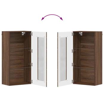 Wandmontierter Schrank mit Regal Braune Eiche 55 x 29 x 100 cm