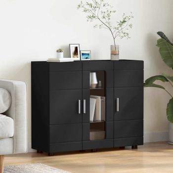ARDEBO.de - Sideboard mit Regal Schwarz 55.5 x 29 x 100 cm Holzwerkstoff
