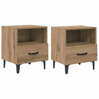Nachttisch 2 pcs Eiche handwerklich 40 x 35 x 47,5 cm