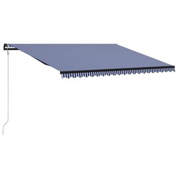 Einziehbare Markise mit Windsensor & LED 500x300cm Blau Weiß