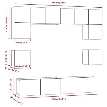 8-tlg. TV-Schrank-Set Grau Sonoma Holzwerkstoff