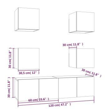 6-tlg. TV-Schrank-Set Grau Sonoma Holzwerkstoff