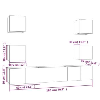 7-tlg. TV-Schrank-Set Grau Sonoma Holzwerkstoff
