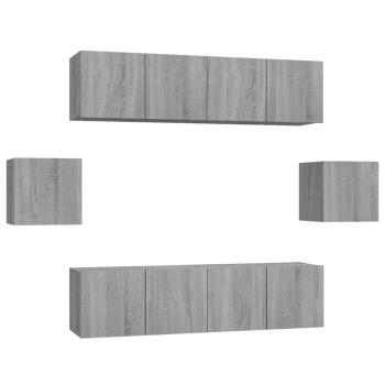 ARDEBO.de - 6-tlg. TV-Schrank-Set Grau Sonoma Holzwerkstoff