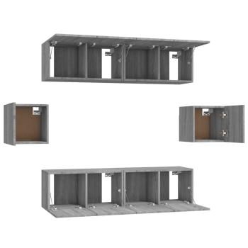 6-tlg. TV-Schrank-Set Grau Sonoma Holzwerkstoff