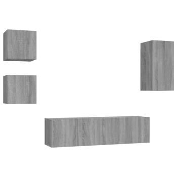 ARDEBO.de - 5-tlg. TV-Schrank-Set Grau Sonoma Holzwerkstoff