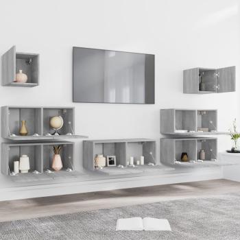 7-tlg. TV-Schrank-Set Grau Sonoma Holzwerkstoff