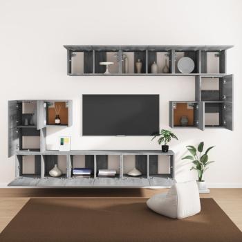 10-tlg. TV-Schrank-Set Grau Sonoma Holzwerkstoff